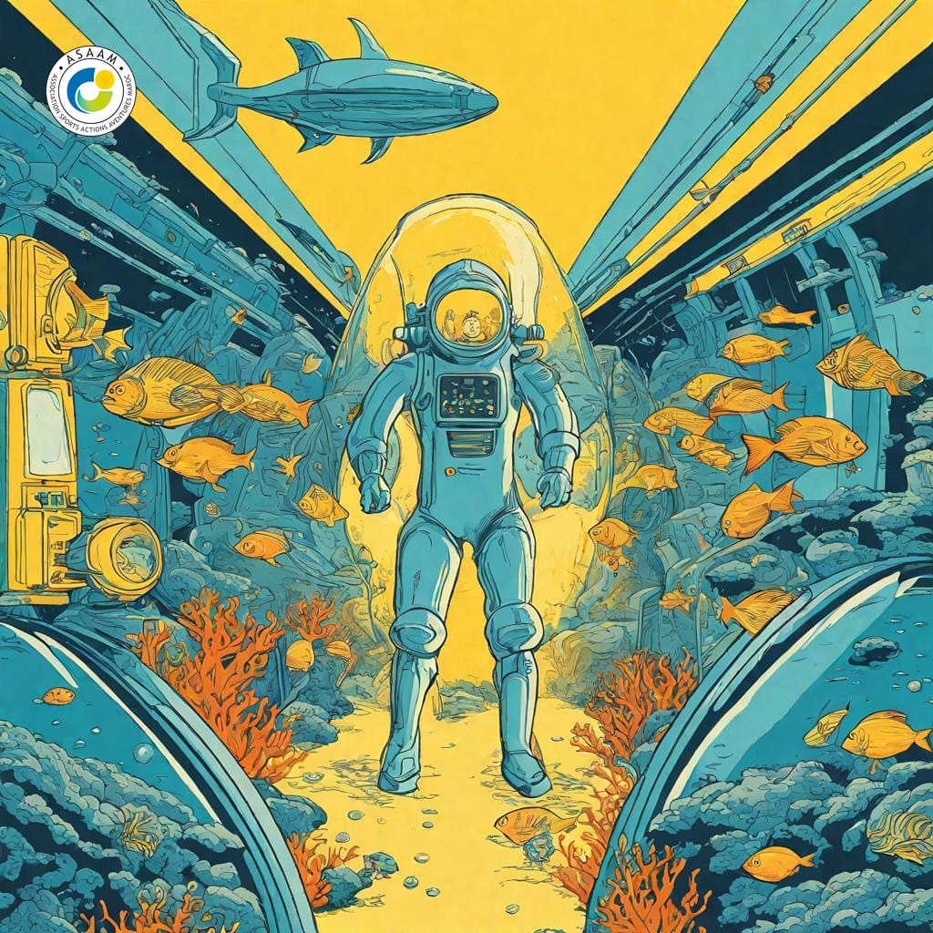 Deep diver in blue water